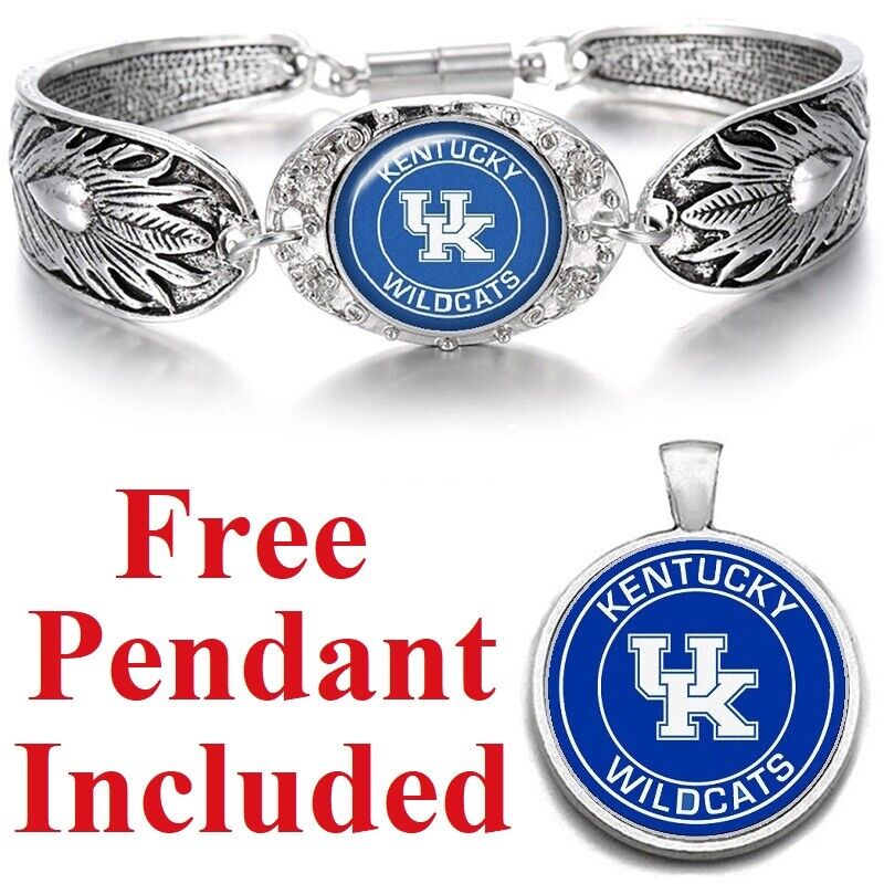 Kentucky Wildcats Women'S Sterling Silver Bracelet College Football Gift D3