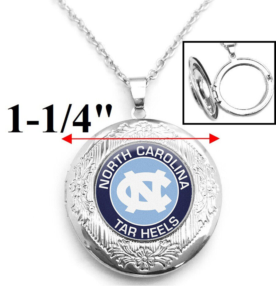 North Carolina Tar Heels Sterling Silver Link Chain Necklace Locket Jewelry D16