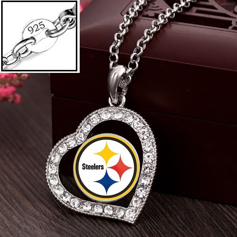 Pittsburgh Steelers Womens Sterling Silver Link Chain Necklace With Pendant D19