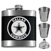 Laser Engraved Dallas Cowboys 4 Pc. Gift Set Stainless Steel Gift Flask Bottle