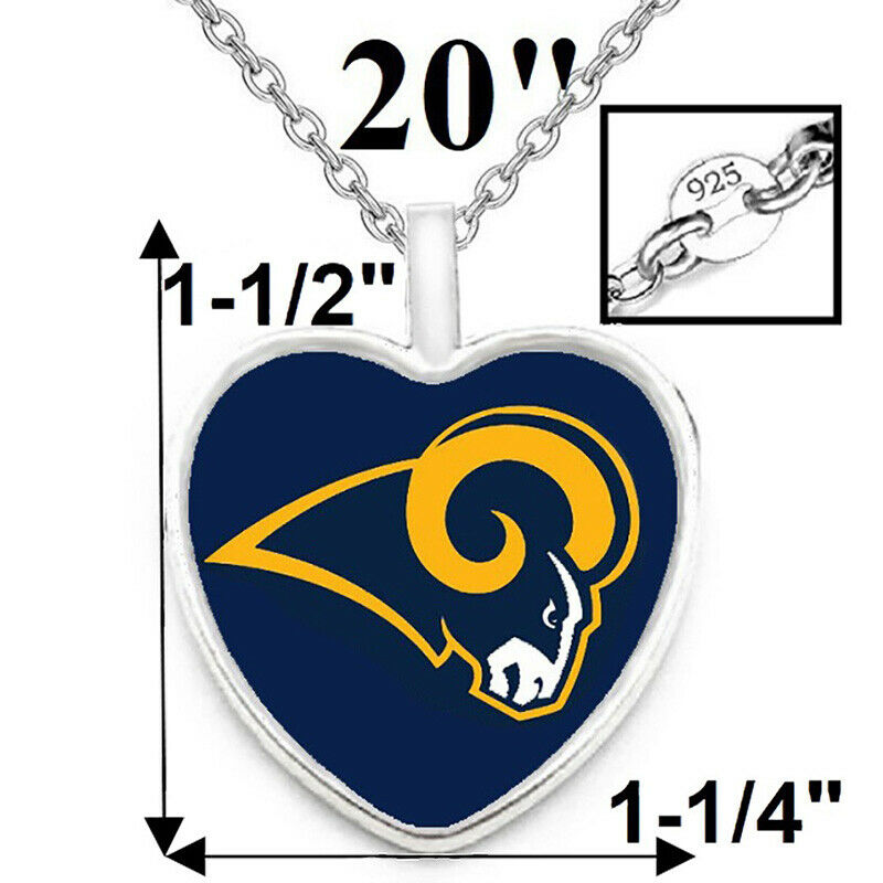 Los Angeles Rams Womens Mens Sterling Silver Link Chain Necklace And Pendant D22
