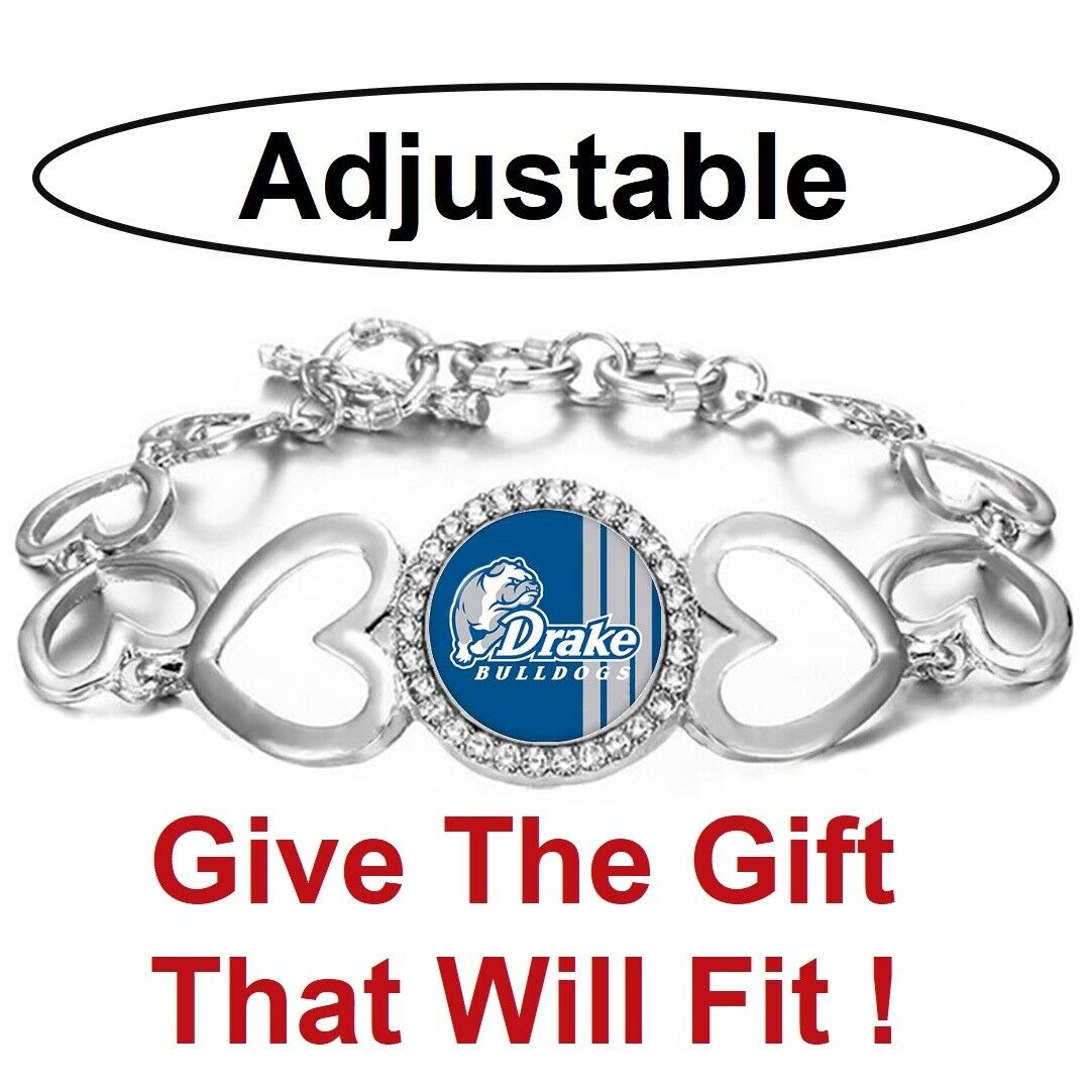 Drake Bulldogs Womens Silver Heart Link Bracelet W Gift Pkg D27