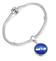 Seattle Seahawks Womens Sterling Silver Snake Link Bracelet Football Gift D13