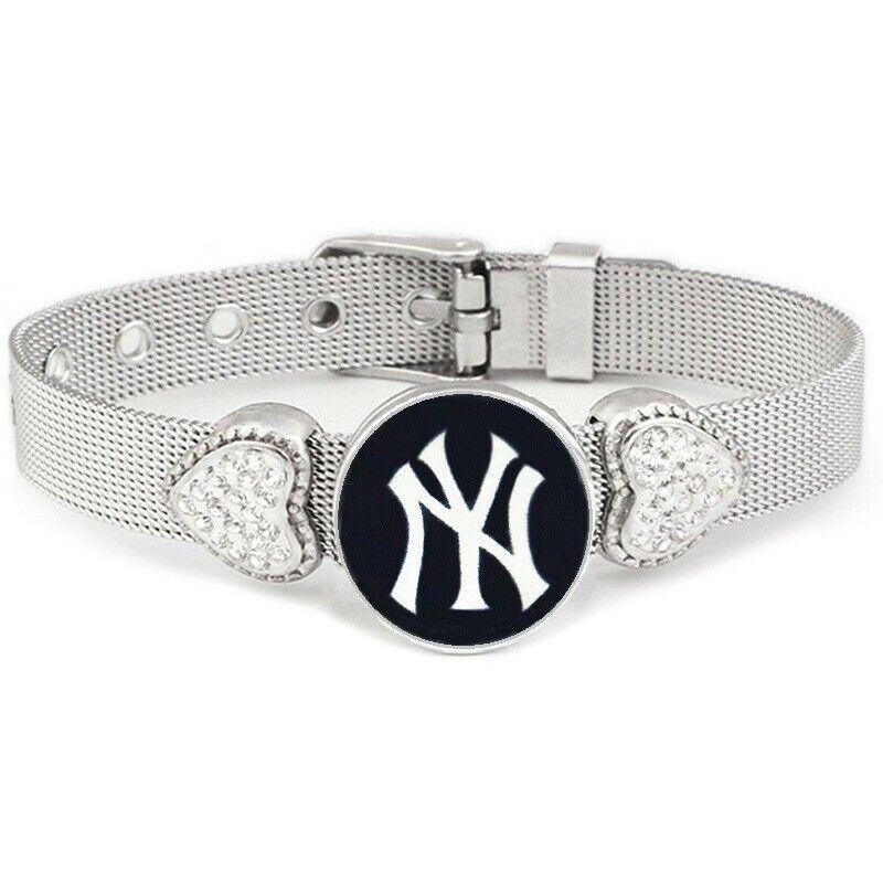 New York Ny Yankees Women'S Adjust. Silver Bracelet Jewelry Gift D26