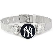 New York Ny Yankees Women'S Adjust. Silver Bracelet Jewelry Gift D26