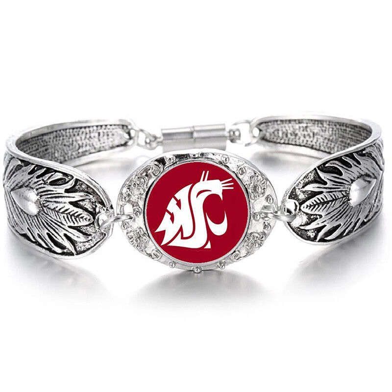 Washington State Cougars Wsu Womens Sterling Silver Bracelet Football Gift D3
