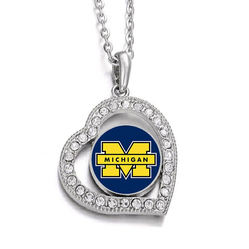 Michigan Wolverines Womens Sterling Silver Link Chain Necklace And Pendant D19