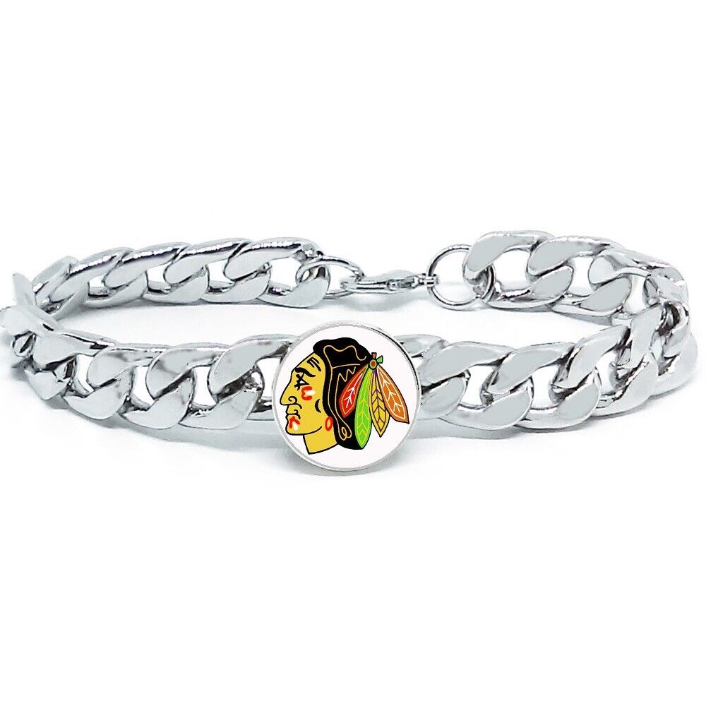 Chicago Blackhawks Hockey Gift Men'S Womens Stainless Steel Bracelet Gift Pkg D4
