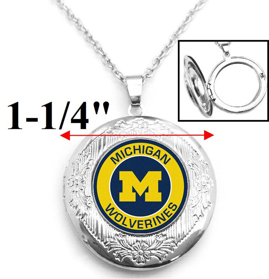 Michigan Wolverines Women Sterling Silver Link Chain Necklace Locket Jewelry D16