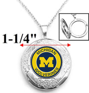 Michigan Wolverines Women Sterling Silver Link Chain Necklace Locket Jewelry D16
