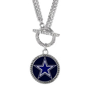 Dallas Cowboys Womens Elegant Double Layer T-Bar Chain Link Pendant Necklace D15