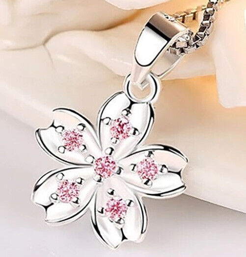 925 Sterling Silver Women's Elegant Flower 20" Chain Link Necklace wGiftPkg D677