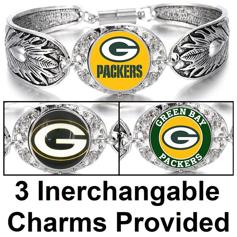 3 In 1 Gift Set Green Bay Packers Women'S Sterling Silver Bracelet W Gift Pg D3M