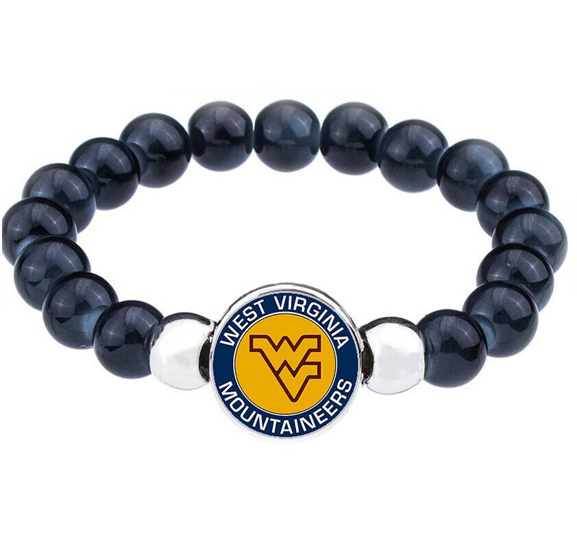 West Virginia Mountaineers Womens Men Beaded Link Bracelet University Jewelry D1