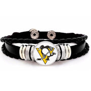Pittsburgh Penguins Unisex Black Leather Bracelet Gift D14