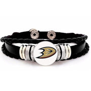 Anaheim Ducks Unisex Black Leather Hockey Bracelet Gift D14