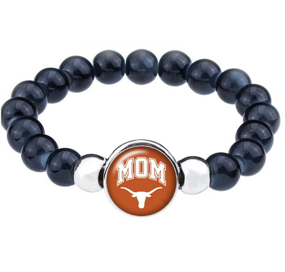 Mom University Of Texas Longhorns Womens Black Bead Chain Bracelet Gift D1