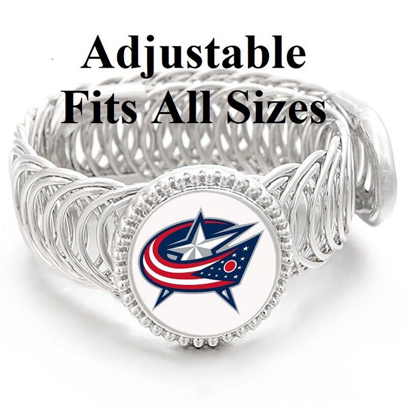 Columbus Blue Jackets Mens Women'S Silver Link Adjustable Hock Bracelet Gift D11