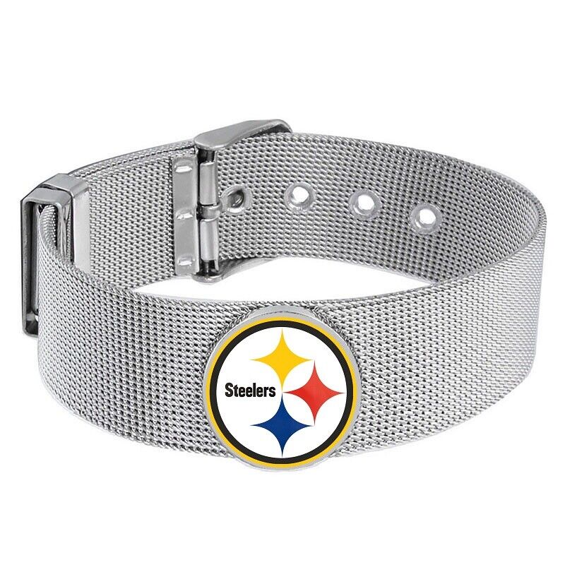 Pittsburgh Steelers Mens Womens Silver Adjustable Bracelet W Gift Pkg D6