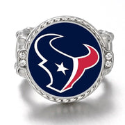 Houston Texans Silver Women'S Crystal Accent Football Ring W Gift Pkg D12