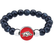 University Of Arkansas Razorbacks Womens Men Black Bead Chain Bracelet Gift D1