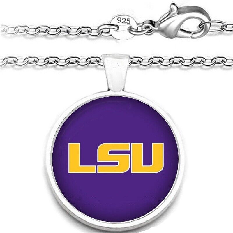 Lsu Tigers Mens Women 925 Sterling Chain Necklace University State Gift A1