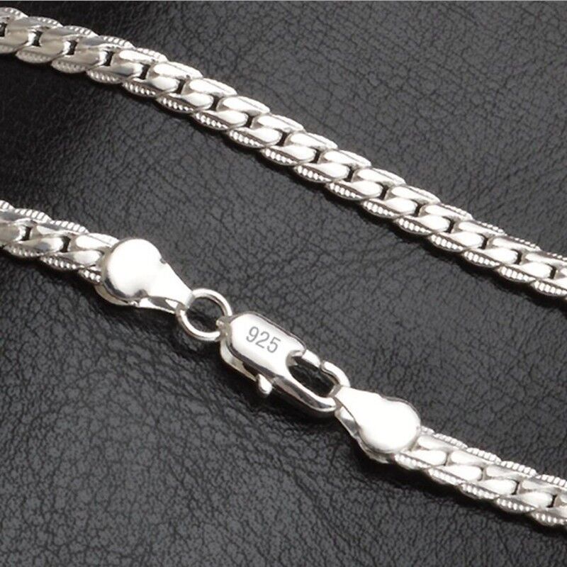 Mothers Day 925 Sterling Silver Womens Cuban Curb Link Chain Necklace D543k