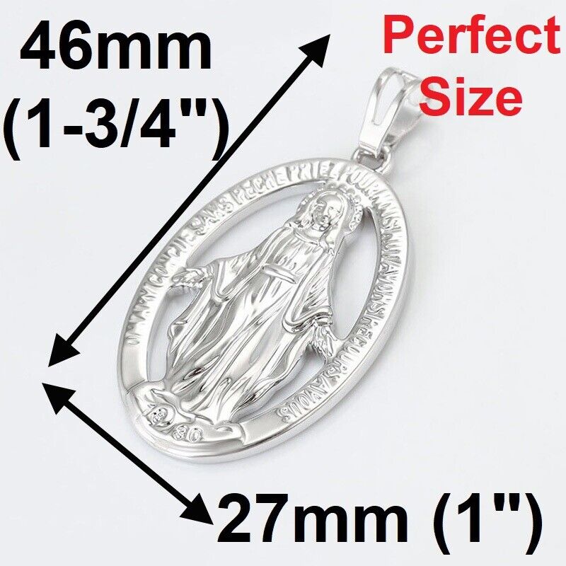 Women's Men's 925 Sterling Silver Virgin Mary Chain Pendant Necklace D957
