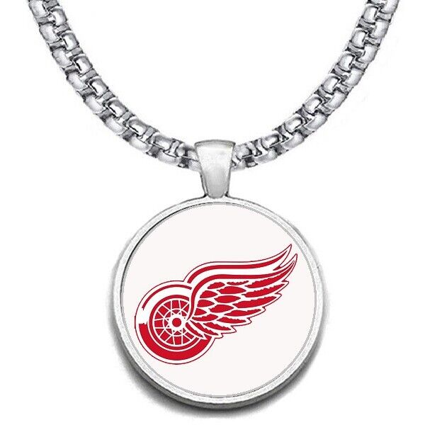 Large Detroit Red Wings 24" Necklace Stainless Steel Chain Hockey Free Ship' D30