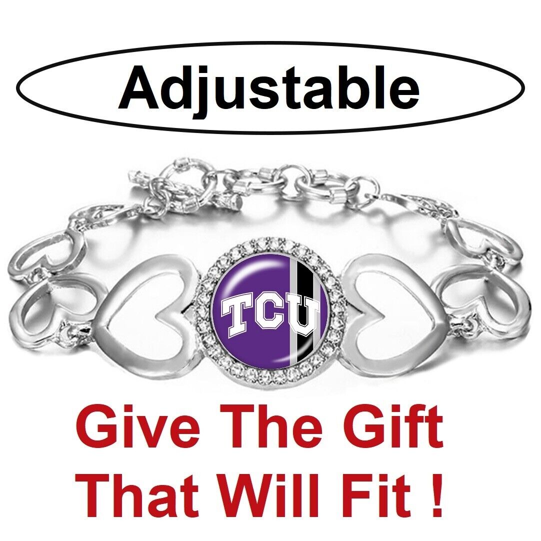 Tcu Horned Frogs Womens Silver Link Bracelet W Gift Pkg D27