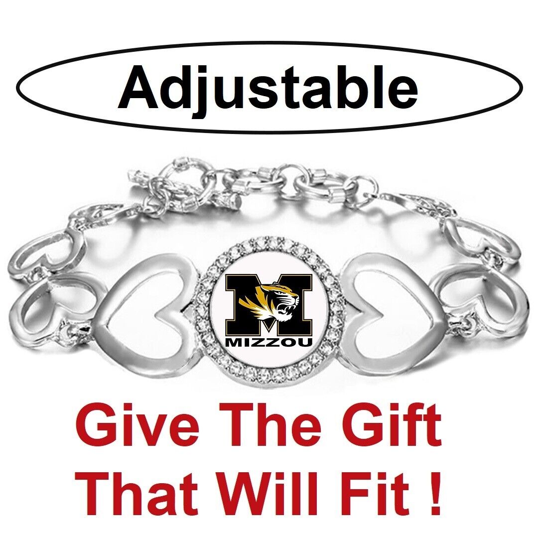University Mizzou Missouri Tigers Womens Silver Link Bracelet W Gift Pkg D27
