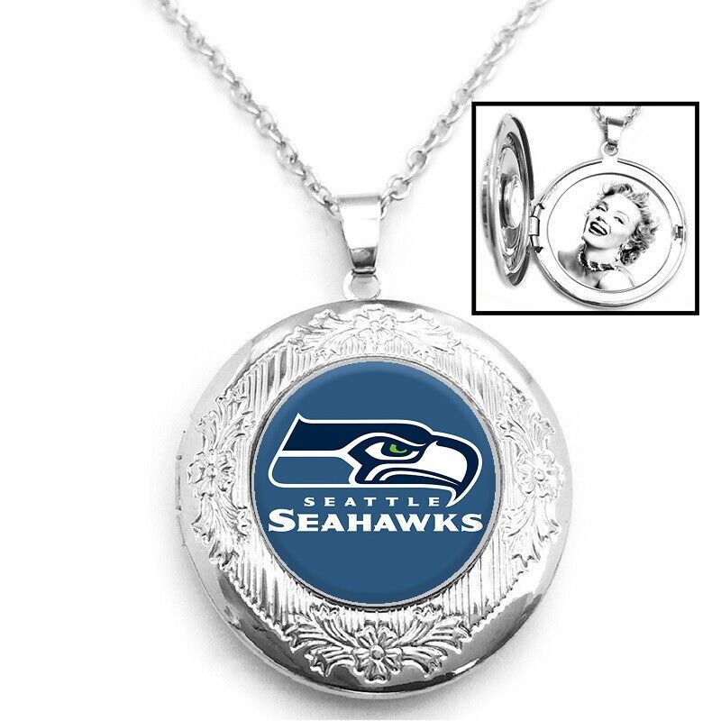 New Seattle Seahawks Womens 925 Silver Link Chain Necklace And Photo Locket D16