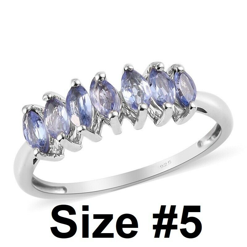 925 Sterling Silver Womens Elegant All Natural AAAA Tanzanite 7 Stone Band Ring