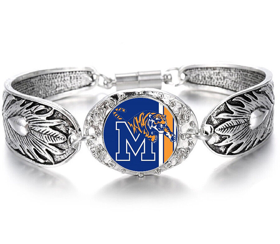 Memphis Tigers Womens 925 Sterling Silver Necklace Bracelet 2 Pc Gift Set D3D18