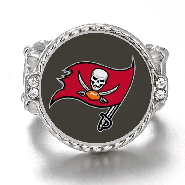 Tampa Bay Buccaneers Silver Women'S Crystal Accent Football Ring W Gift Pkg D12
