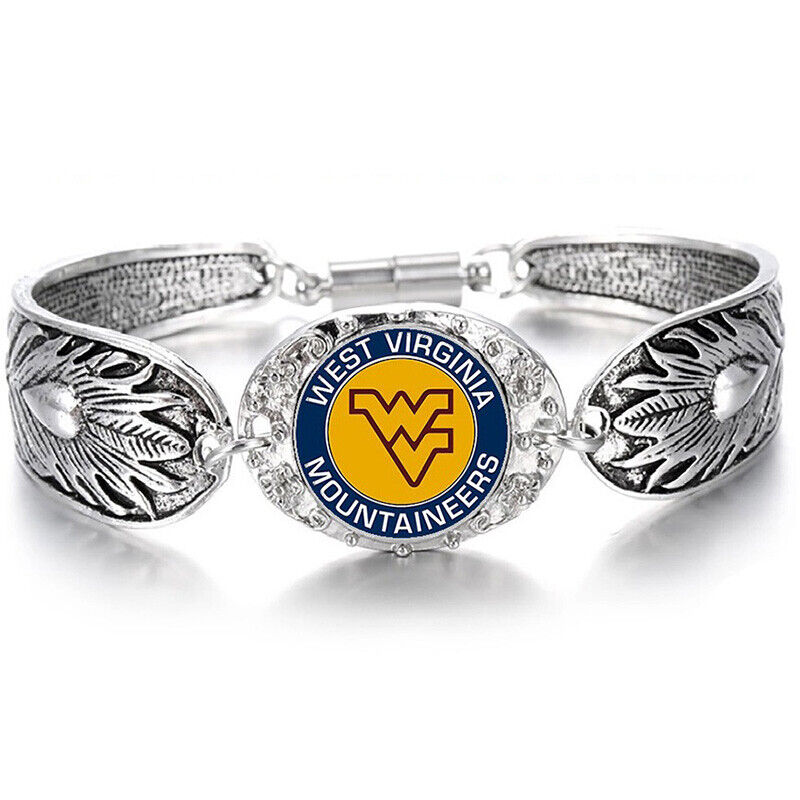 Wvu West Virginia Mountaineers Womens Sterling Silver Bracelet Jewelry Gift D3