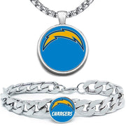 Large San Diego Chargers Mens Gift Set Stainless 24" Necklace Bracelet D4D30