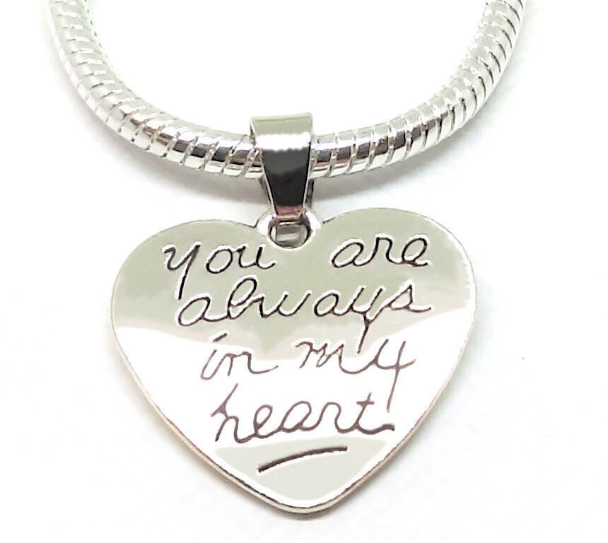 Mothers Sterling Silver Charm Pendant For Bracelet Necklace ALWAYS IN MY HEART