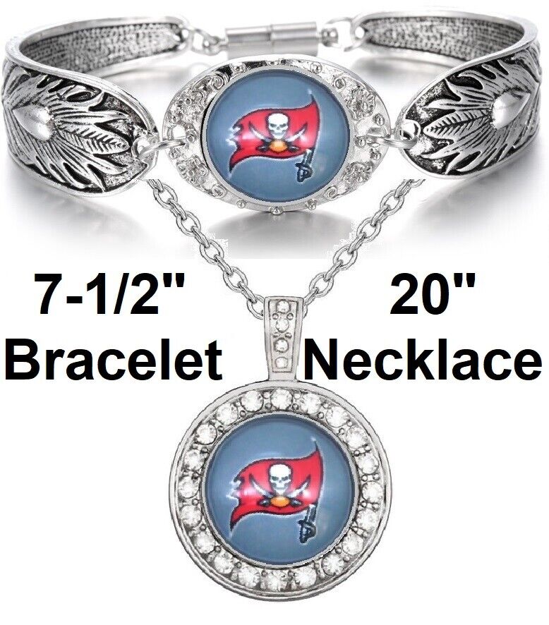 Tampa Bay Buccaneers Gift Womens 925 Sterling Silver Necklace Bracelet Set D3D18