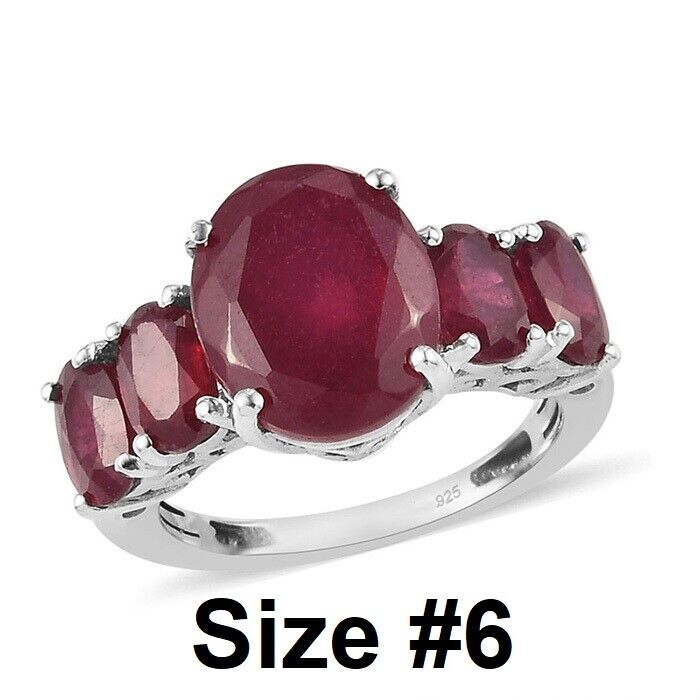 925 Sterling Silver Women's Opulent AAAA Mozambique Ruby Cocktail Ring