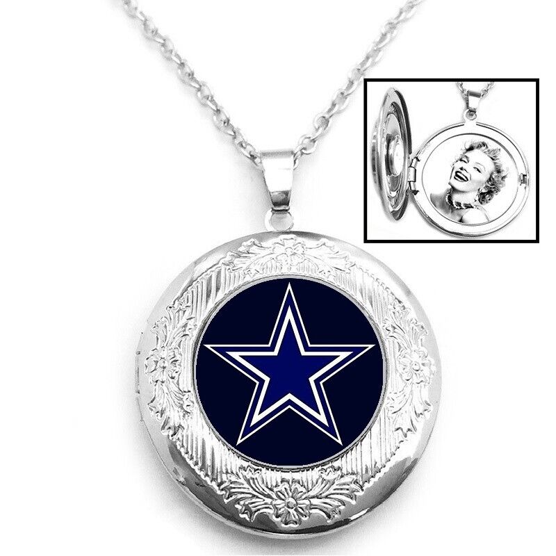 Dallas Cowboys Gift  925 Silver 20" Link Chain Necklace And Photo Locket D16