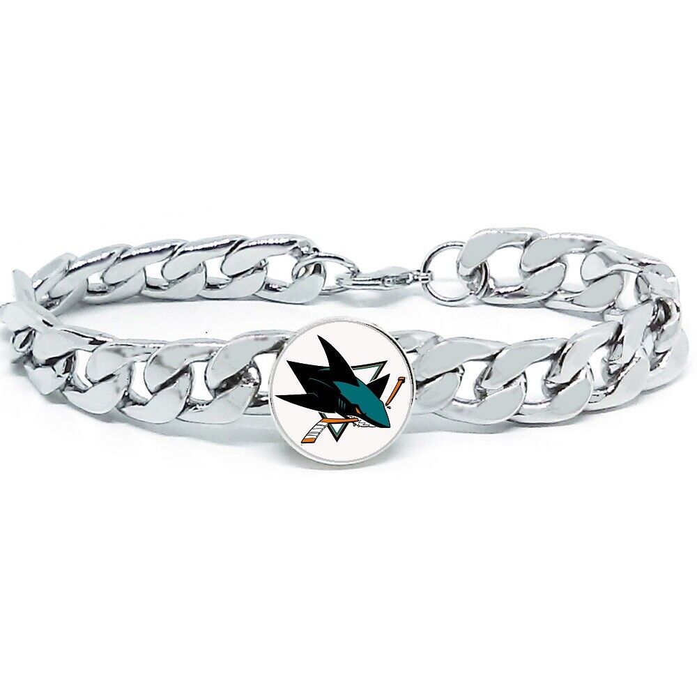 San Jose Sharks Hockey Gift Men'S Women'S Stainless Steel Bracelet Giftpkg D4