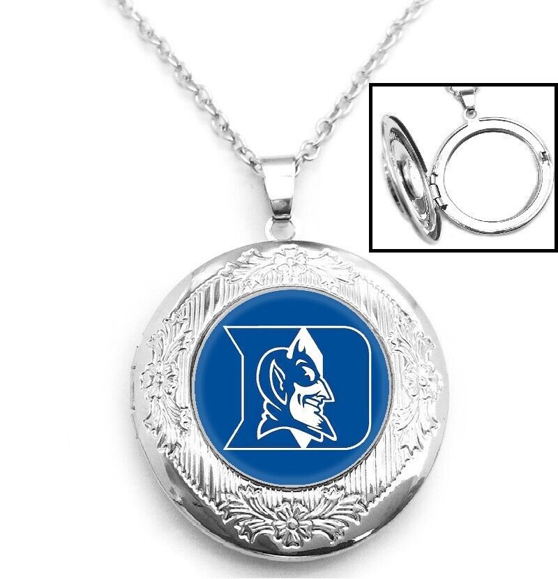 Duke University Blue Devils Sterling Silver Link Chain Necklace And Locket D16