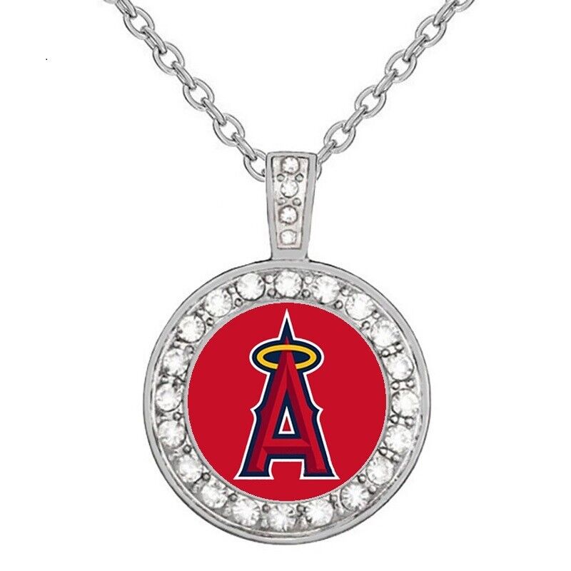 Los Angeles Angels Womens Sterling Silver Chain Link Necklace With Pendant D18