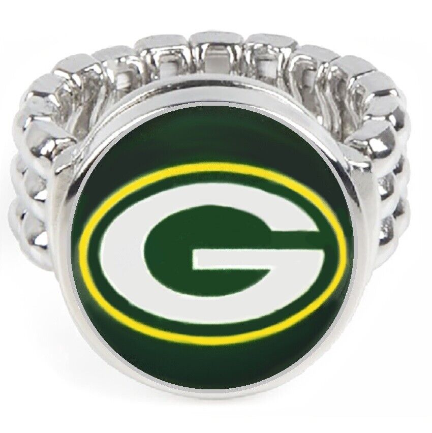 Green Bay Packers Silver Men'S Women'S Football Ring Fits All Sizes W Gift Pk D2