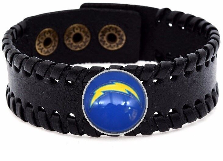 Los Angeles Mens Womens Black Leather Bracelet Bangle Football Gift D8-1