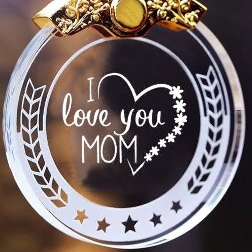 Valentine's Mother's Gift Laser Engraved K9 Crystal Love You Mom Award Necklace