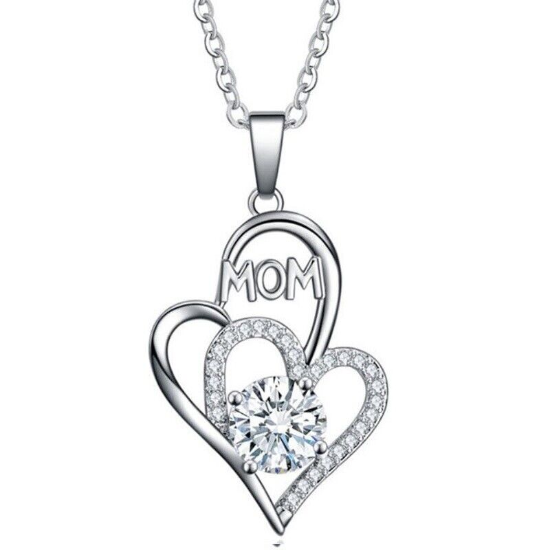 Valentine's 925 Sterling Silver 20" Necklace And Mom Heart Pendant w GiftPk D833