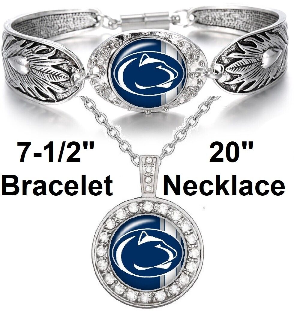 Penn State Nittany Lions Womens Sterling Silver Necklace Bracelet Gift Set D3D18