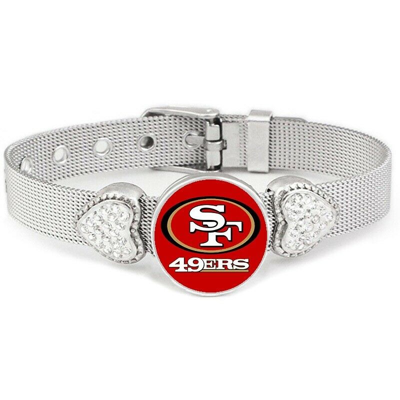 San Francisco 49Er Womens Heart Adjustable Silver Band Bracelet Jewelry Gift D26